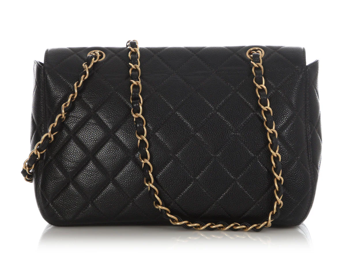 Chanel Vintage Black Quilted Caviar Flap - Image 5