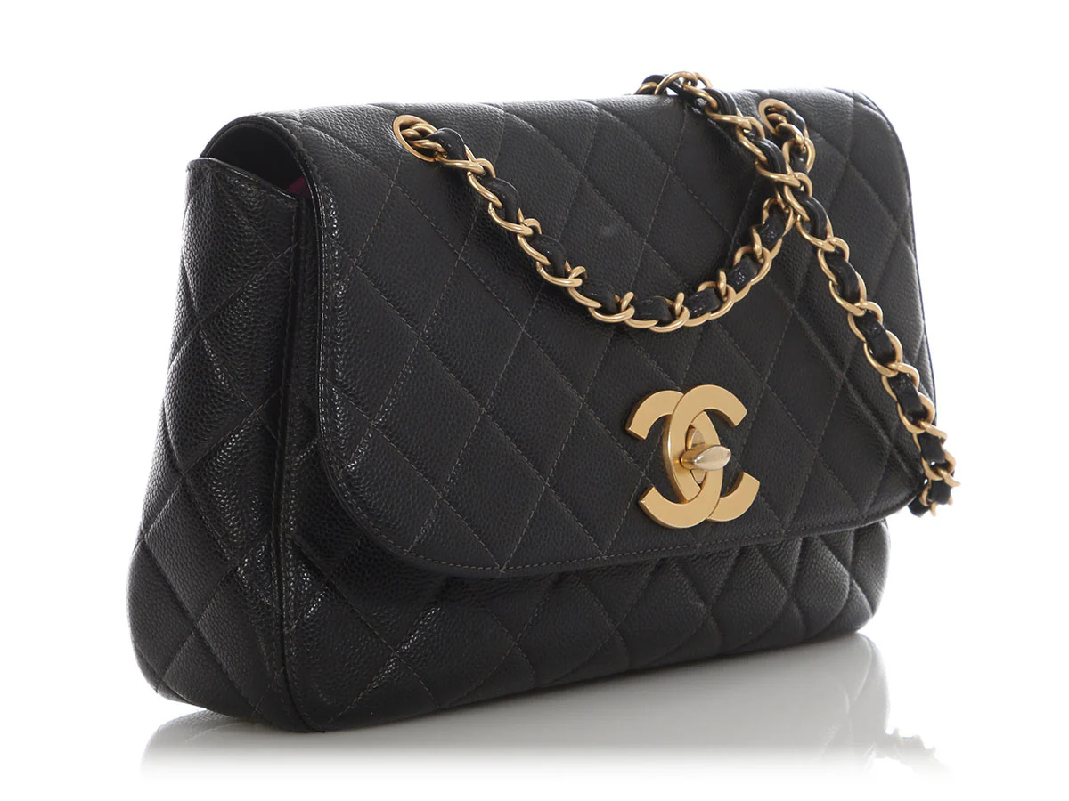 Chanel Vintage Black Quilted Caviar Flap - Image 6