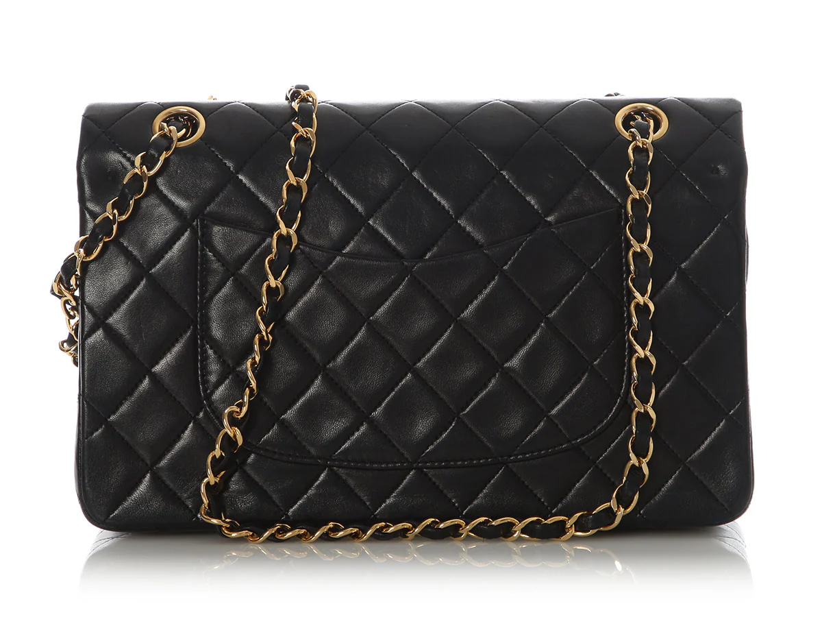 Chanel Vintage Medium/Large Black Quilted Lambskin Classic Double Flap - Image 5