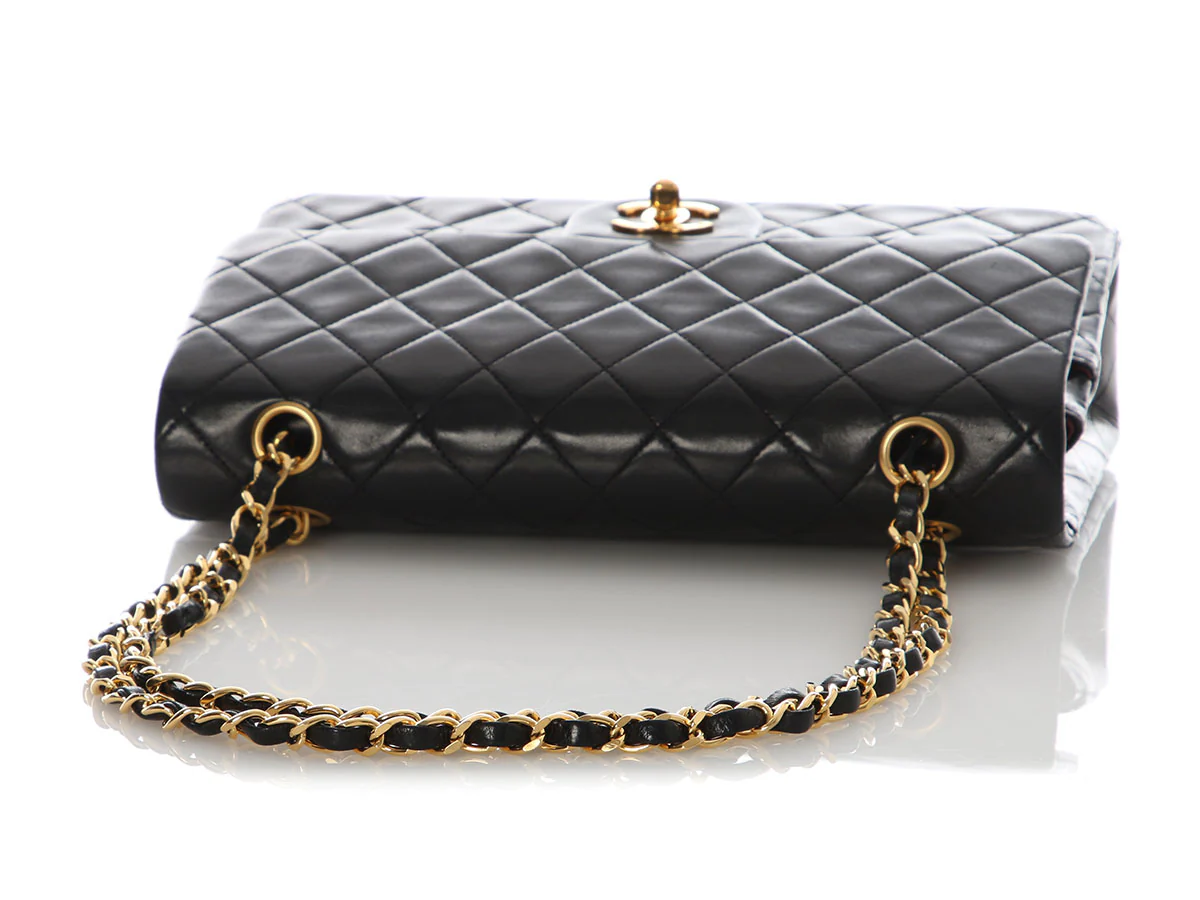 Chanel Vintage Medium/Large Black Quilted Lambskin Classic Double Flap - Image 8