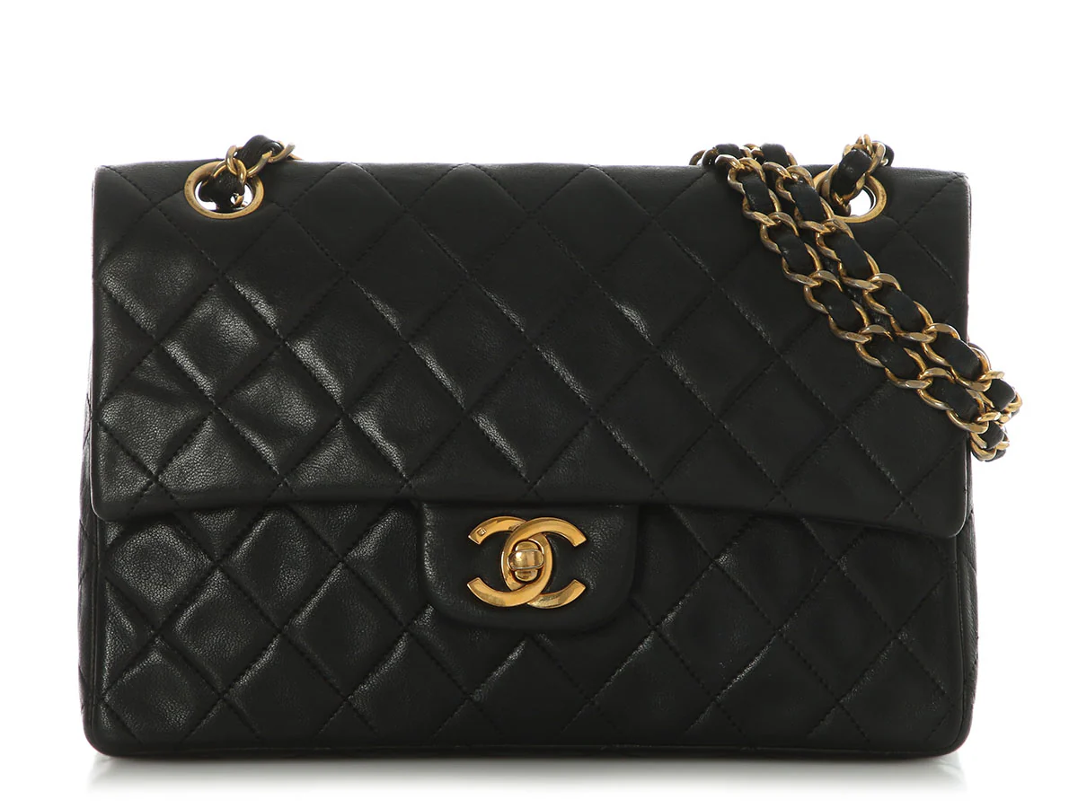 Chanel Vintage Small Black Quilted Lambskin Classic Double Flap