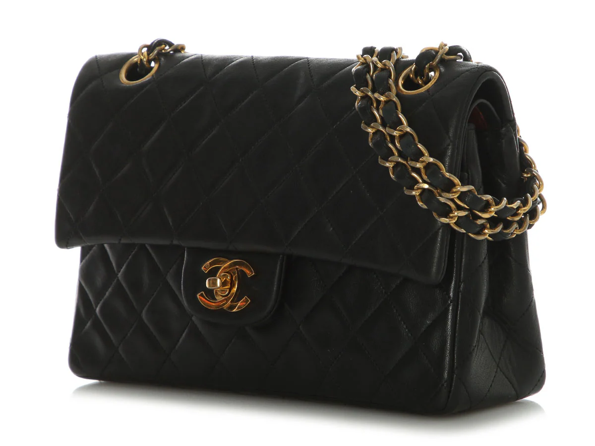 Chanel Vintage Small Black Quilted Lambskin Classic Double Flap - Image 3