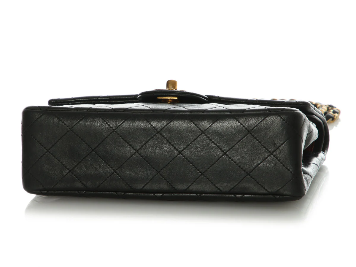 Chanel Vintage Small Black Quilted Lambskin Classic Double Flap - Image 6