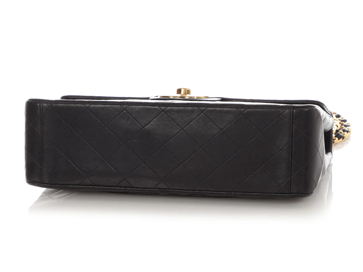 Chanel Vintage XL Jumbo Black Quilted Lambskin Classic Single Flap - Image 7