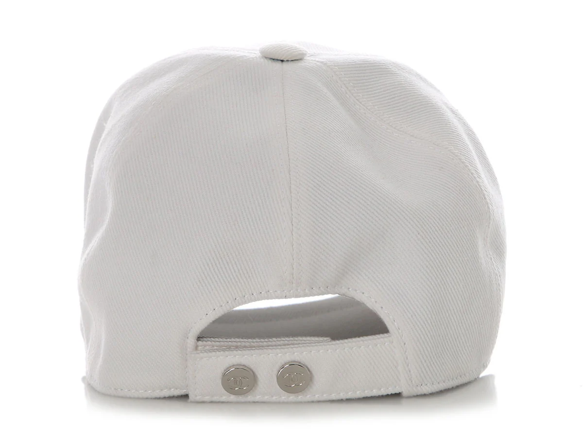 Chanel White CC Baseball Hat - Image 3