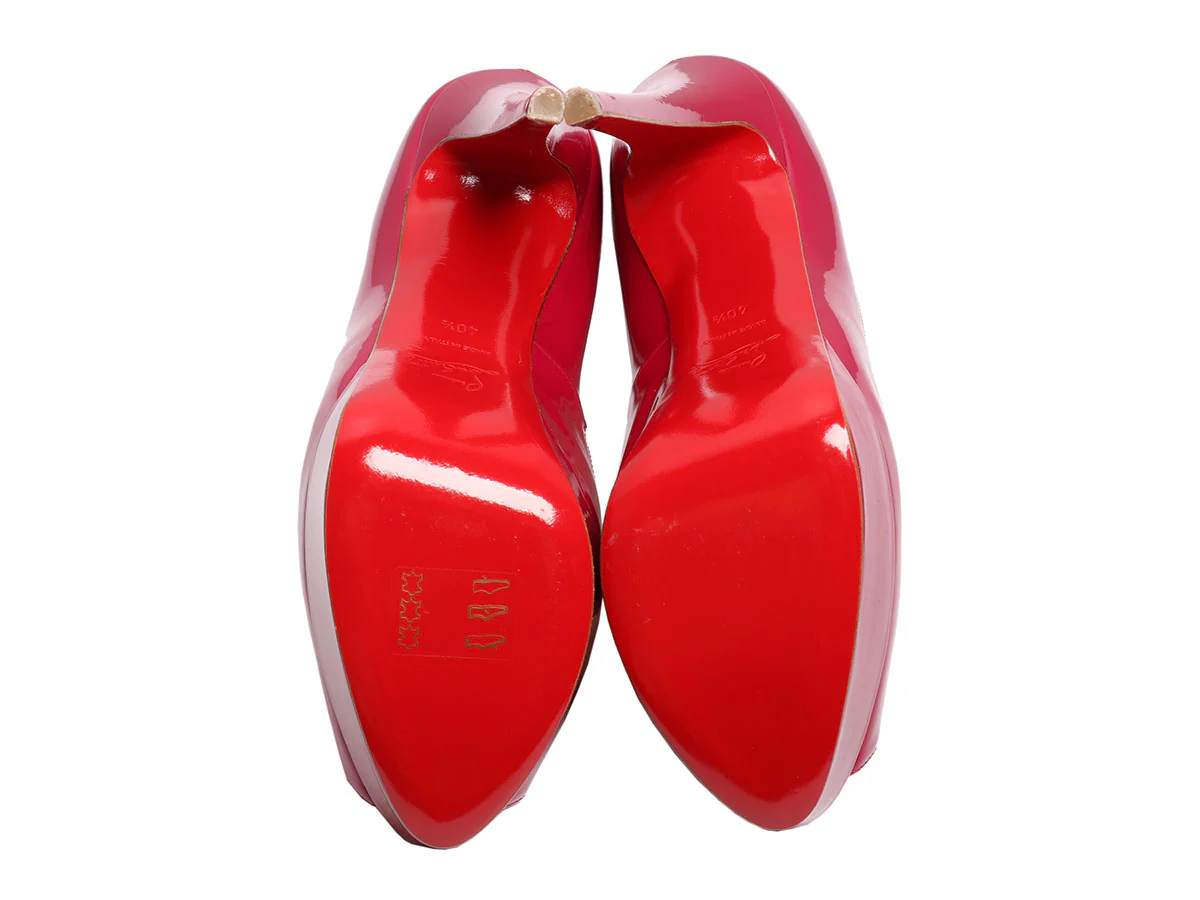 Christian Louboutin Fuchsia Patent Lady Peep Platform Pumps - Image 6