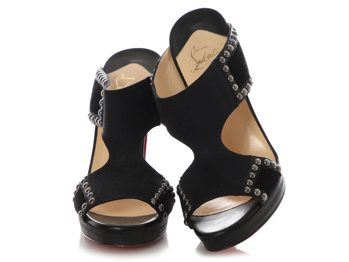 Christian Louboutin Black Hassaneta 120 Studded Sandals - Image 2