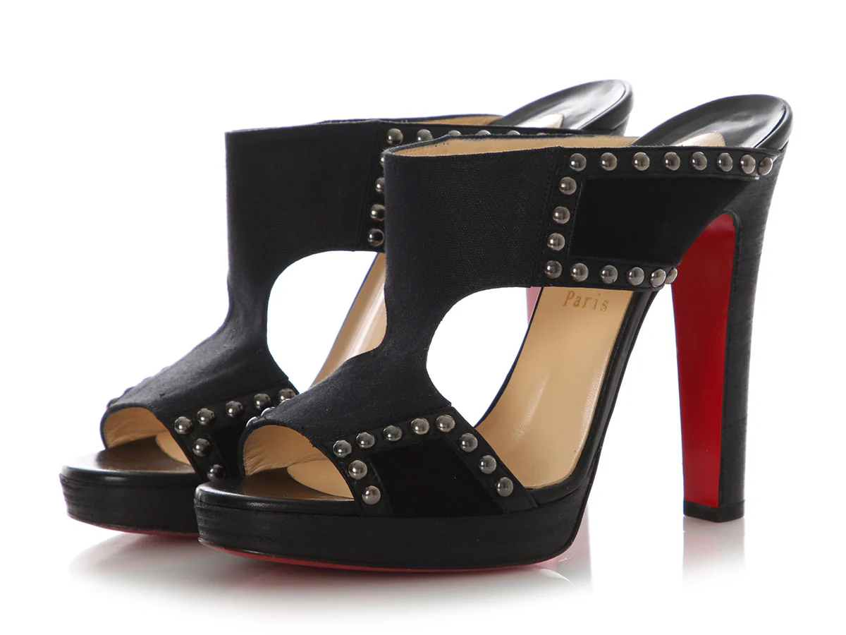Christian Louboutin Black Hassaneta 120 Studded Sandals - Image 3