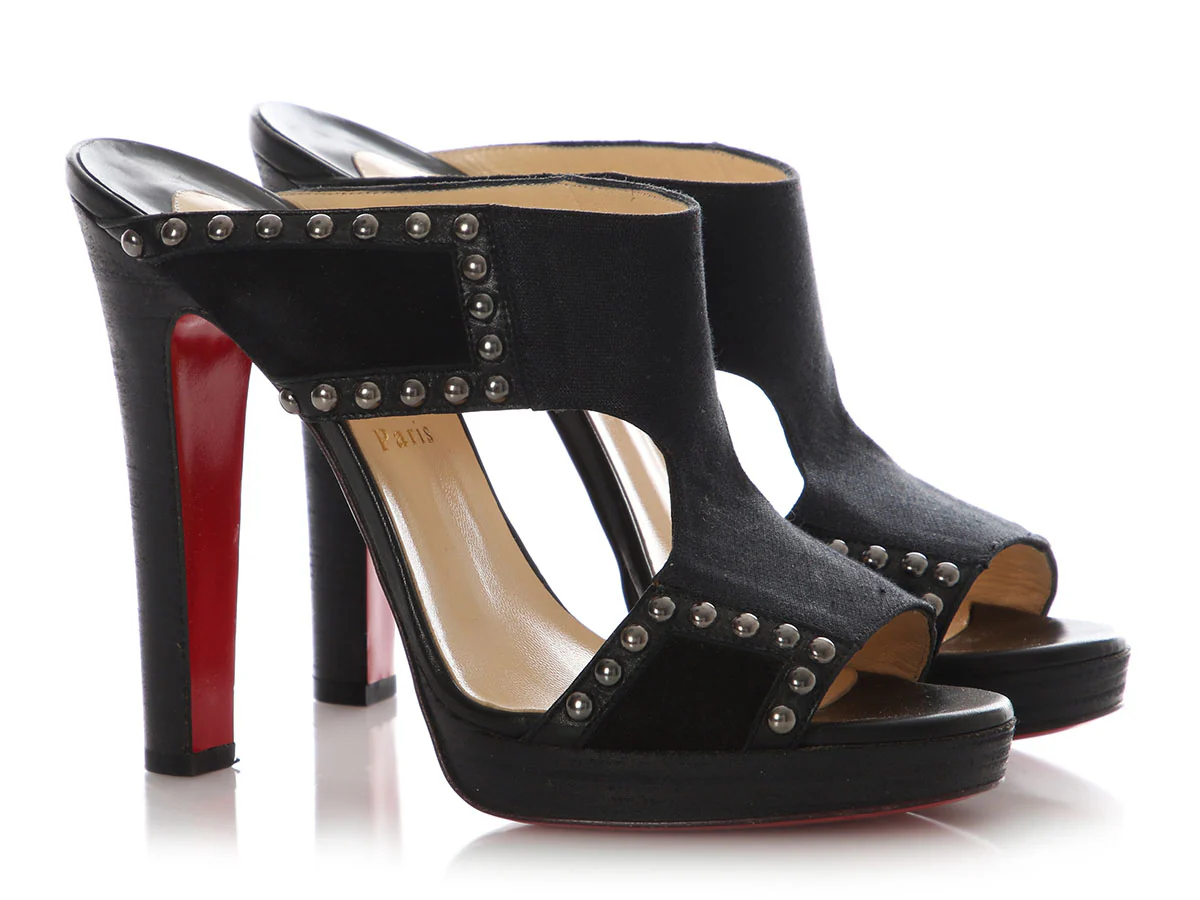 Christian Louboutin Black Hassaneta 120 Studded Sandals - Image 5