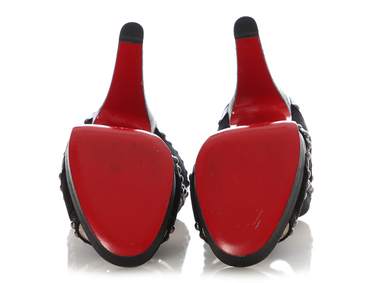 Christian Louboutin Black Hassaneta 120 Studded Sandals - Image 6