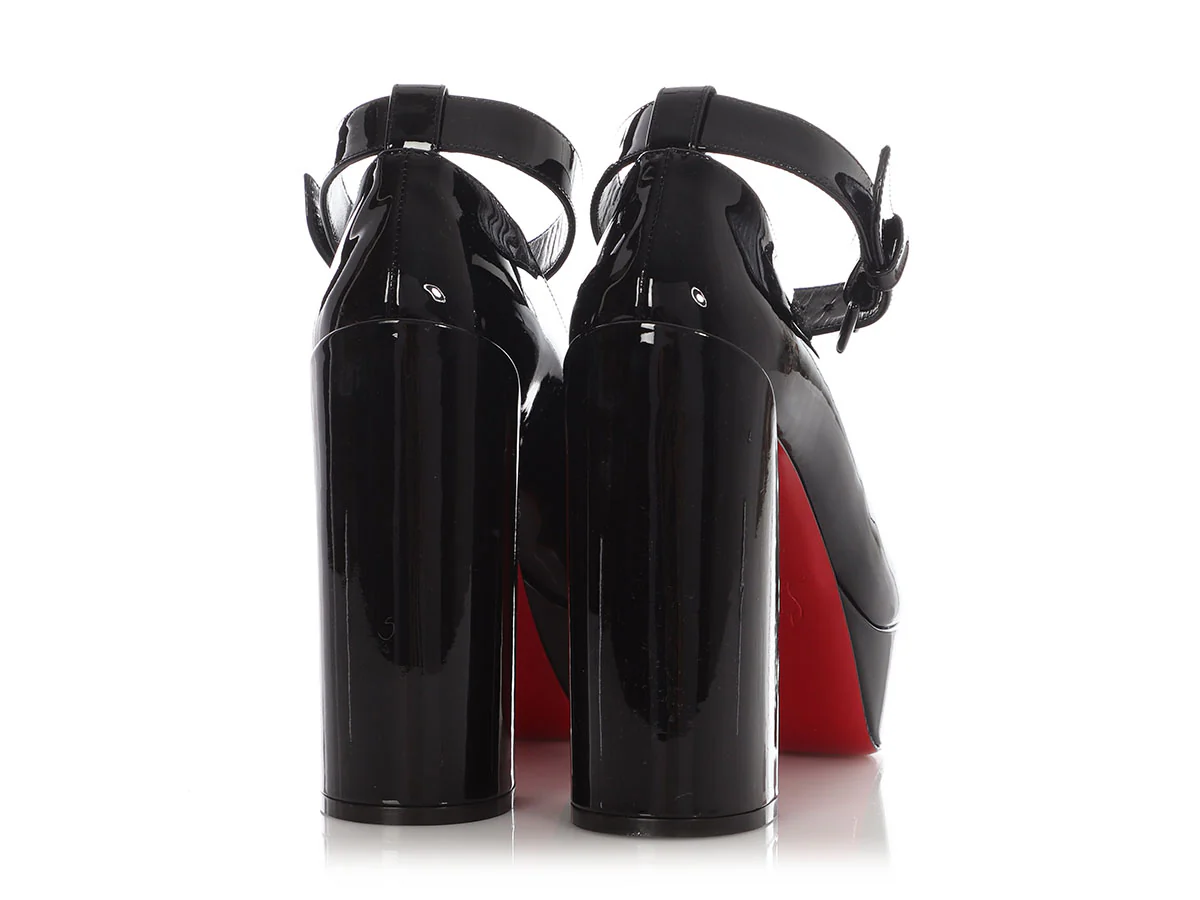 Christian Louboutin Black Patent Movida Strap Platform Pumps - Image 4