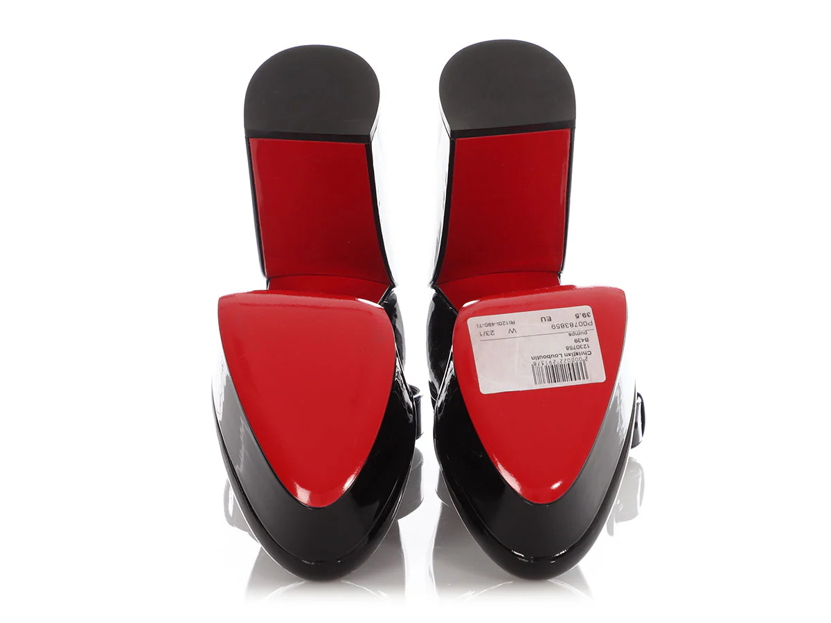 Christian Louboutin Black Patent Movida Strap Platform Pumps - Image 6