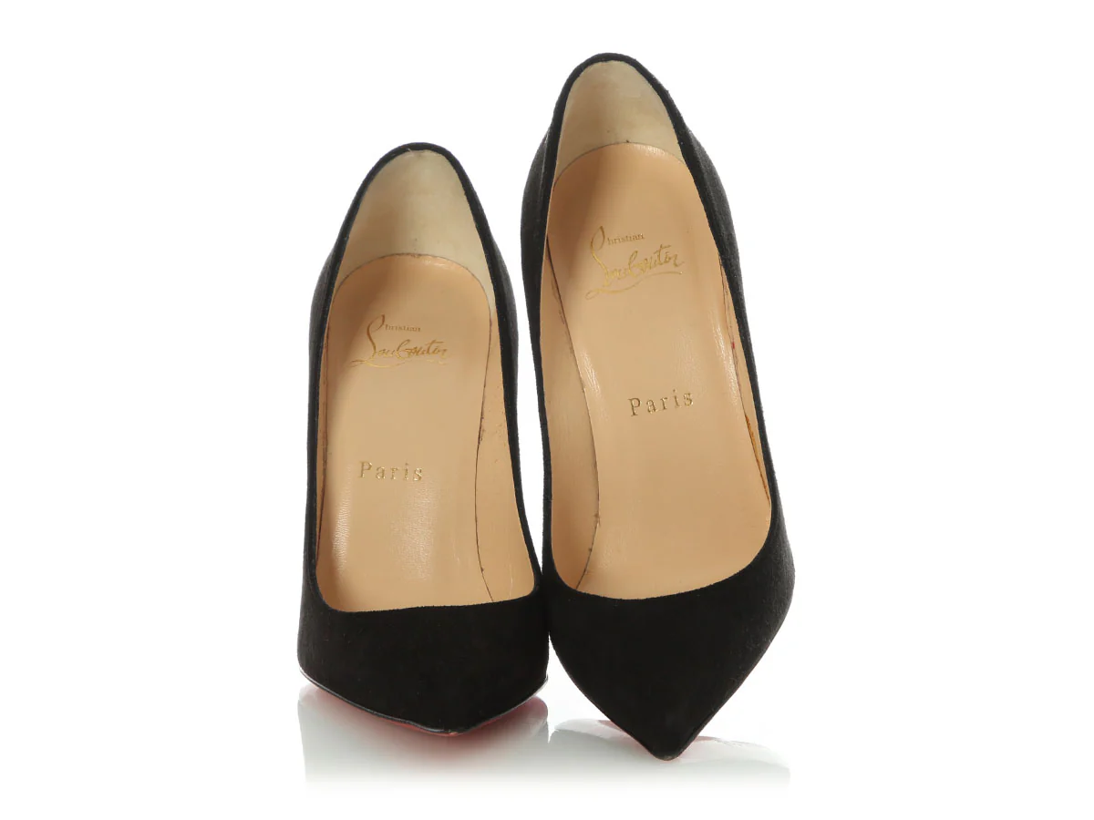 Christian Louboutin Black Velour Pigalle Follies 100 - Image 2