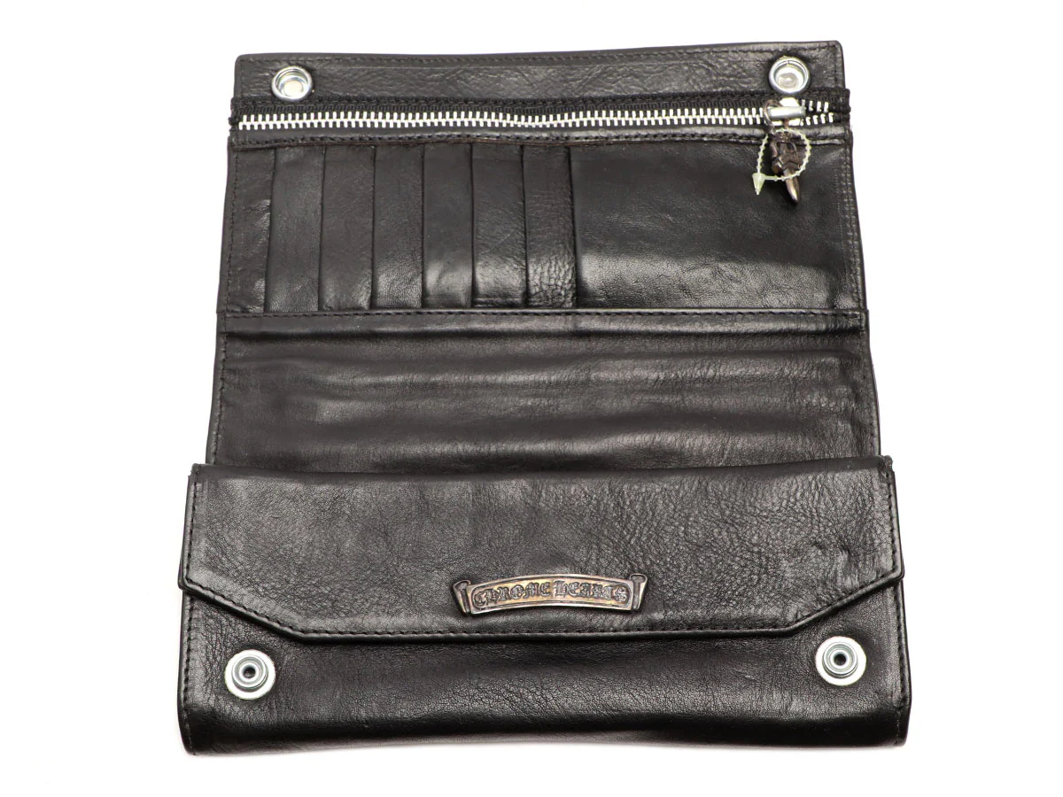 Chrome Hearts Long Cross Button Black Leather Wallet - Image 8
