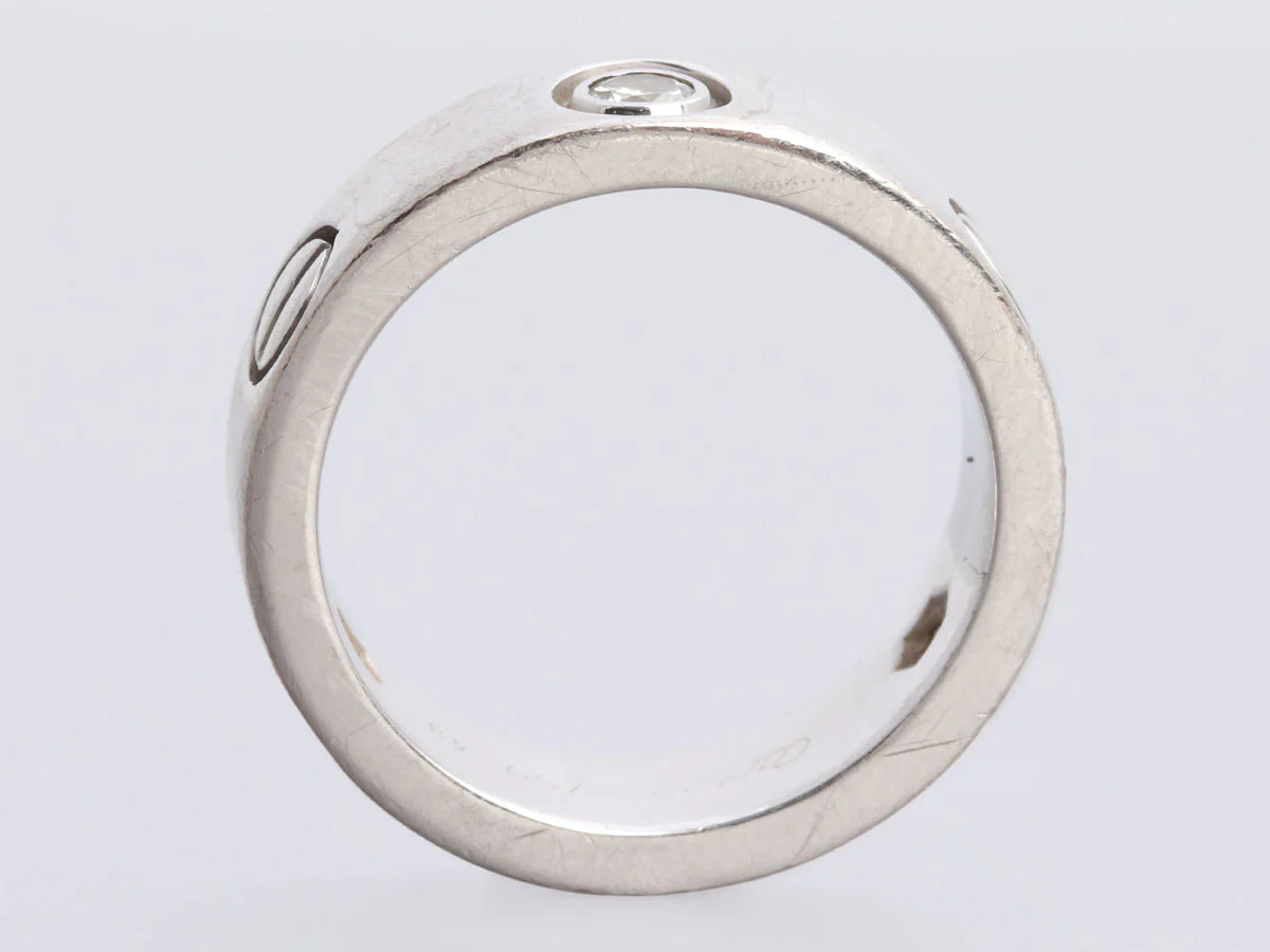 Cartier 18K White Gold 3-Diamond Love Band Ring - Image 4