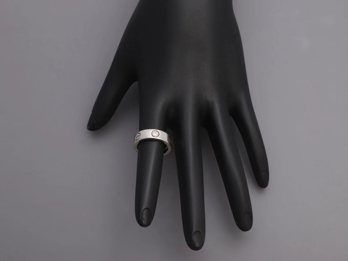 Cartier 18K White Gold 3-Diamond Love Band Ring - Image 7