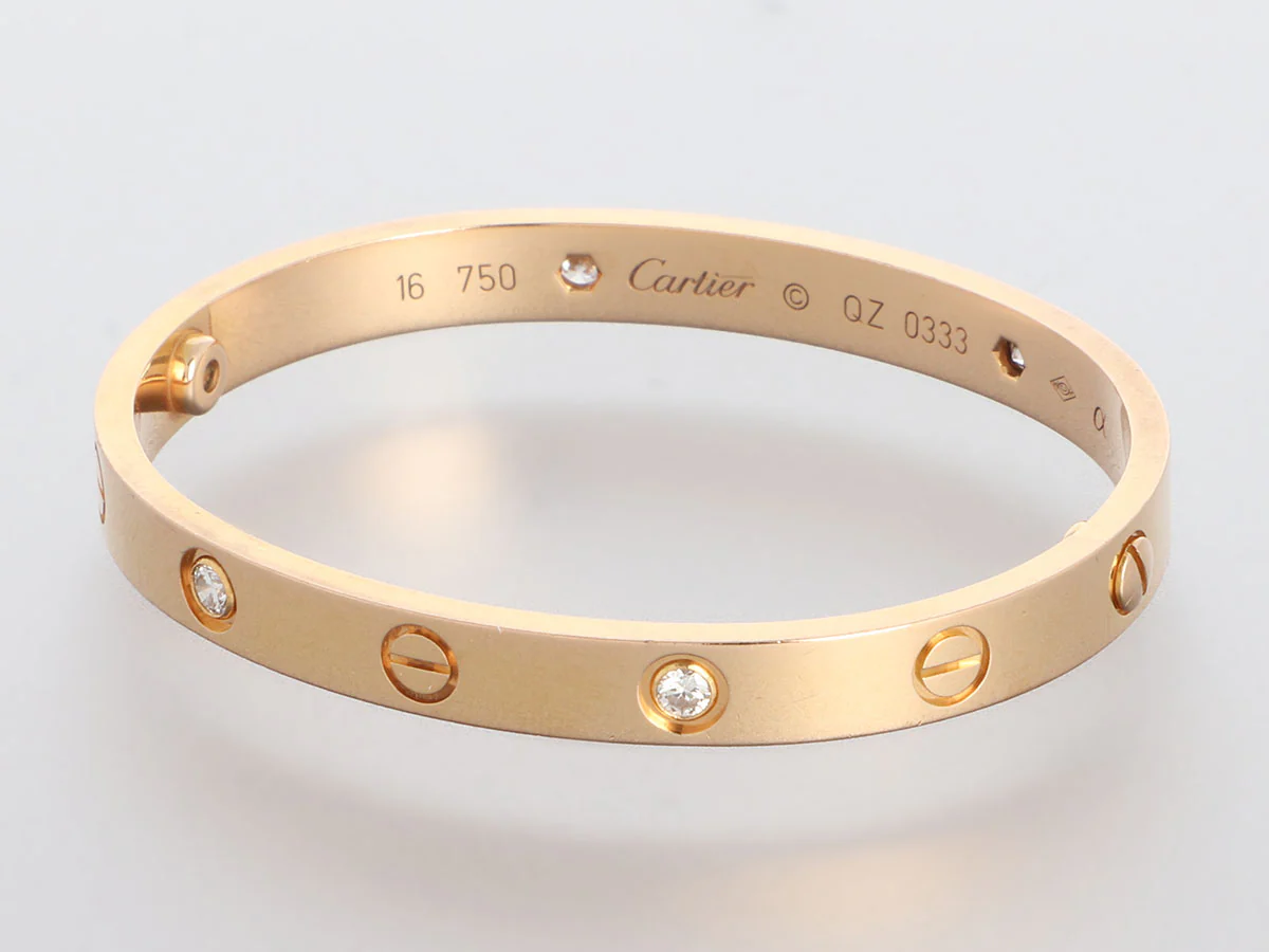 Cartier 18K Rose Gold 4-Diamond Love Bracelet 16 - Image 3