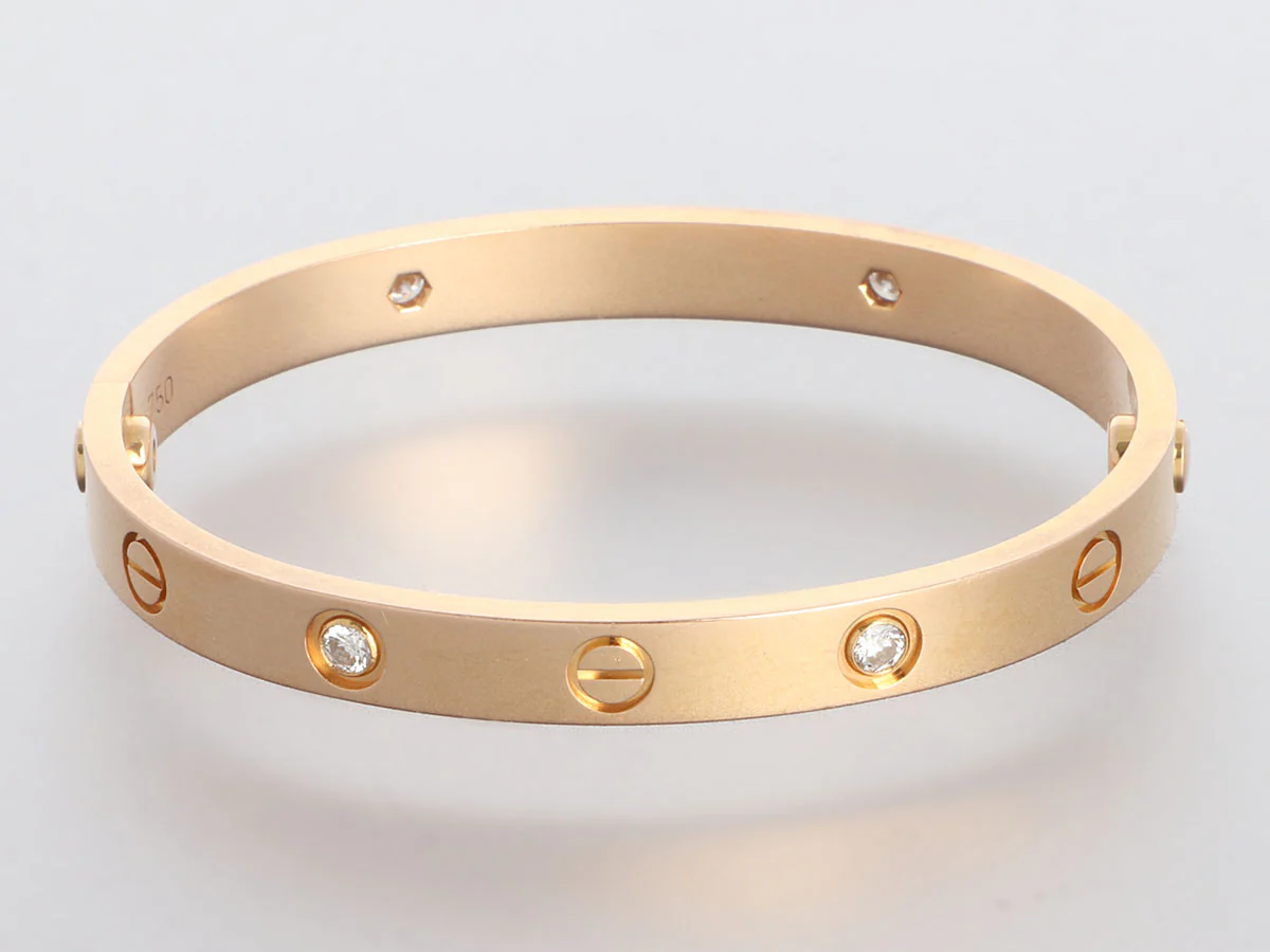 Cartier 18K Rose Gold 4-Diamond Love Bracelet 16 - Image 4