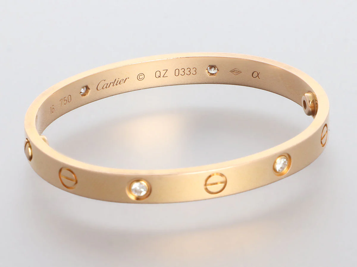 Cartier 18K Rose Gold 4-Diamond Love Bracelet 16 - Image 5