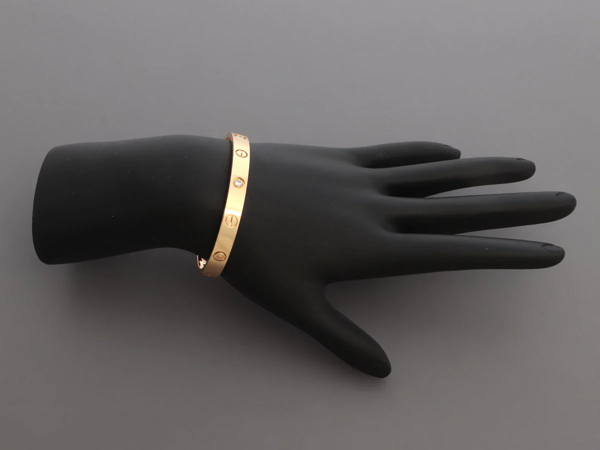Cartier 18K Rose Gold 4-Diamond Love Bracelet 16 - Image 6