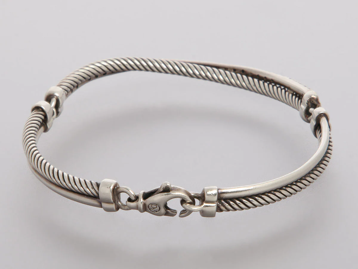 David Yurman Sterling Silver Diamond Crossover Bracelet - Image 4