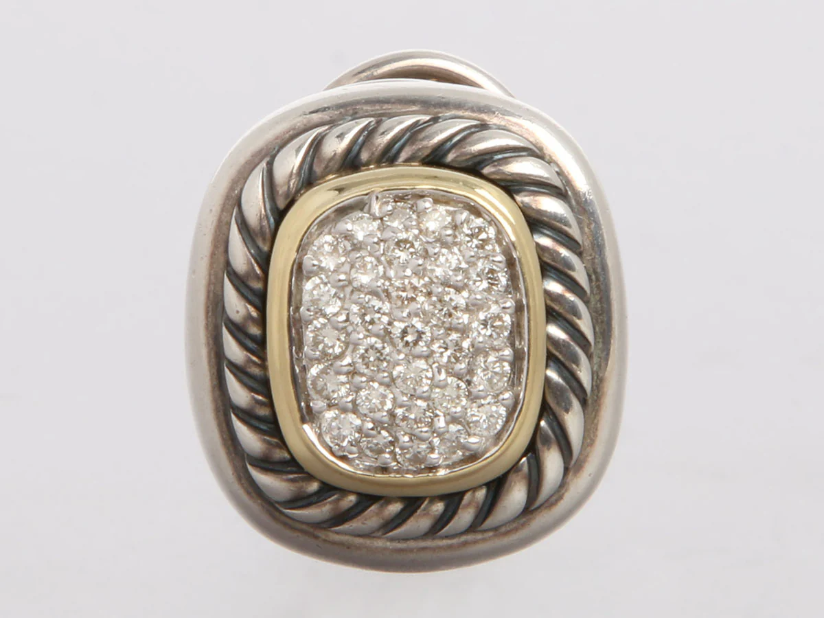 David Yurman Two-Tone Diamond Albion Earrings - Image 2