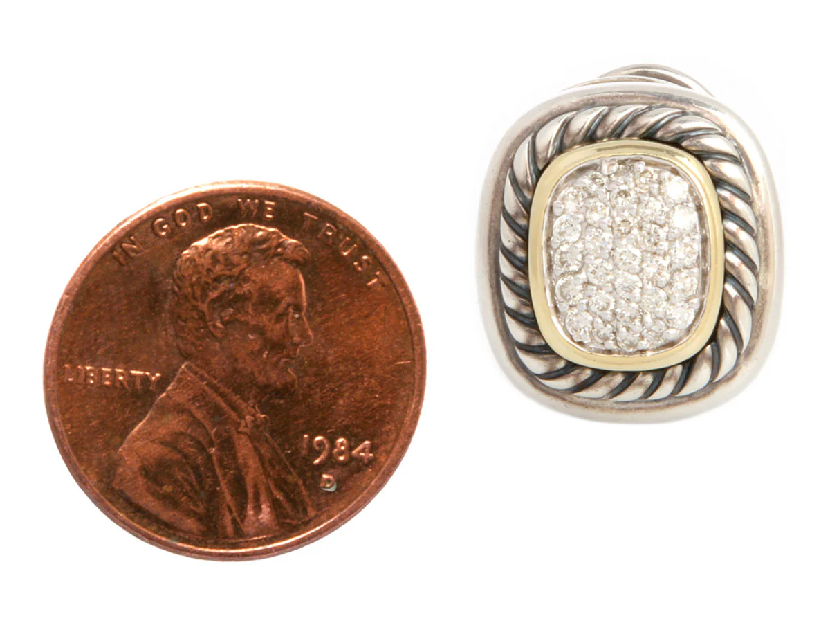 David Yurman Two-Tone Diamond Albion Earrings - Image 5