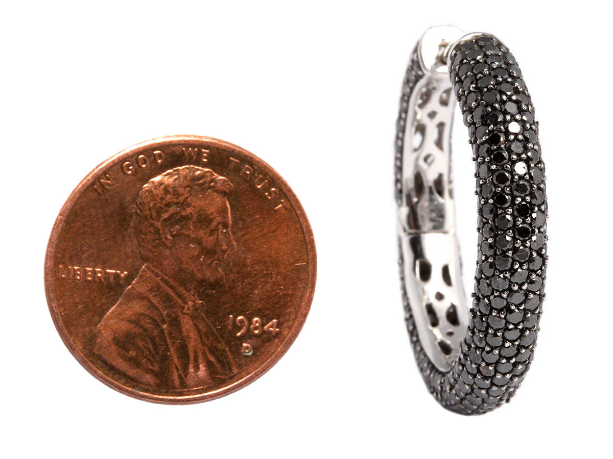 Black Diamond Hoop Earrings - Image 6
