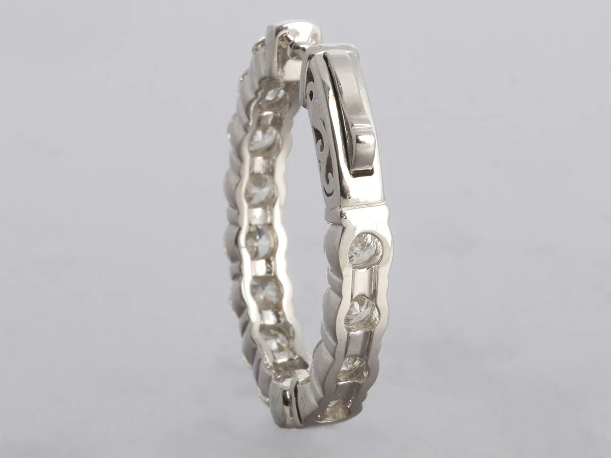 14K White Gold 3.87-Carat Diamond Oval Hoop Earrings - Image 4