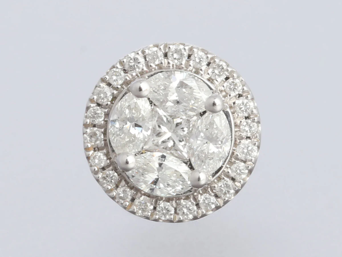 18K White Gold 0.80-Carat Diamond Cluster Earrings - Image 2