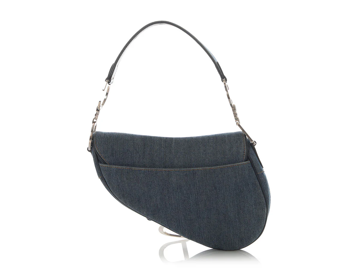 Dior Vintage Limited Edition Denim Embellished Saddle Bag - Image 4
