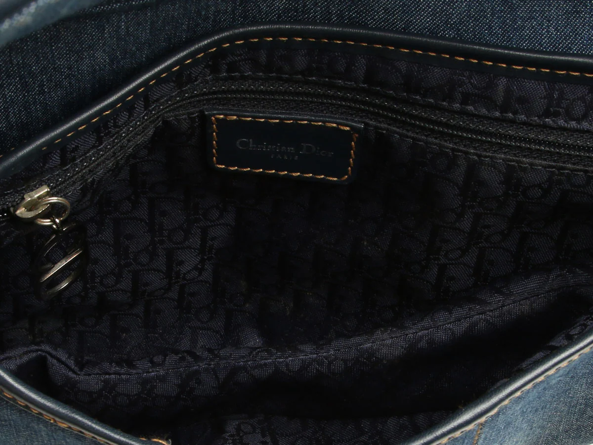 Dior Vintage Limited Edition Denim Embellished Saddle Bag - Image 8