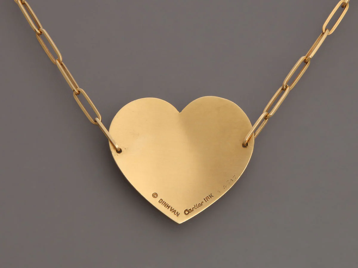 Dinh Van for Cartier Vintage 18K Yellow Gold Heart Necklace - Image 4