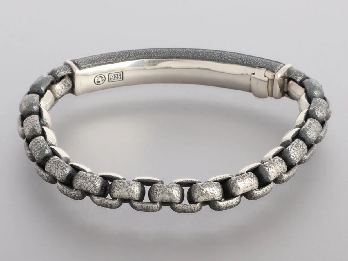 David Yurman Sterling Silver Double Row Black Diamond ID Bracelet - Image 4