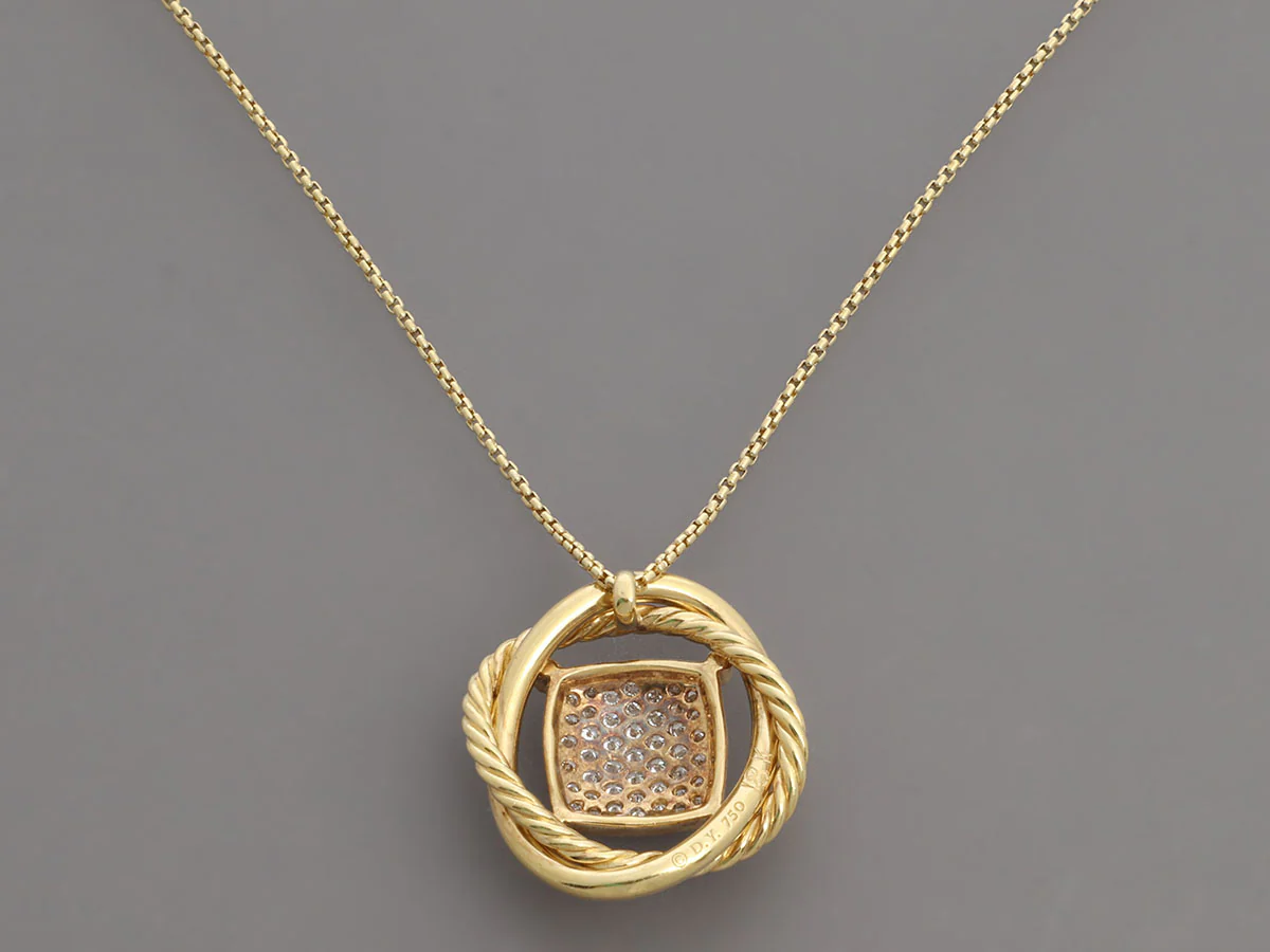 David Yurman 18K Yellow Gold Pavé Diamond Medium Infinity Pendant Necklace - Image 4