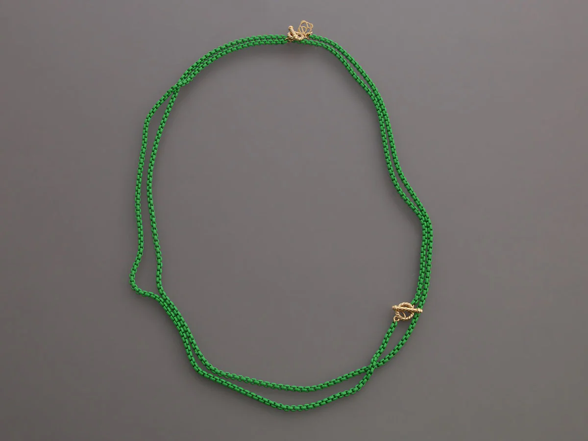David Yurman Green Acrylic and 14K Yellow Gold Bel Aire Color Long Box Chain - Image 5