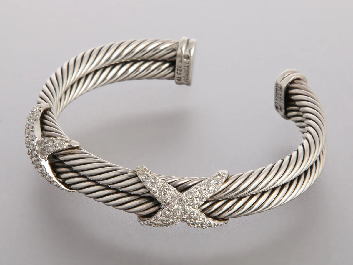 David Yurman Diamond X Double Cable Bracelet - Image 3