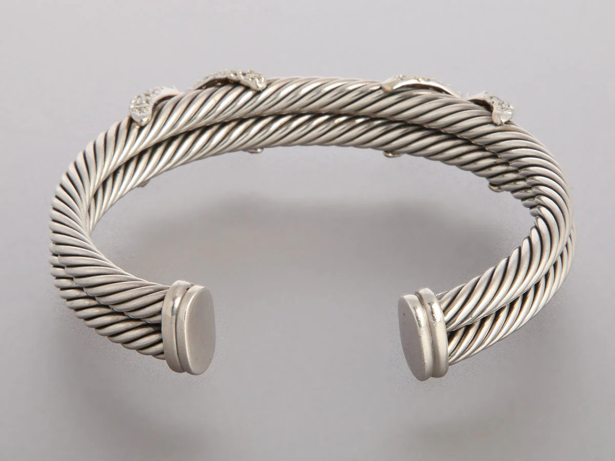 David Yurman Diamond X Double Cable Bracelet - Image 4