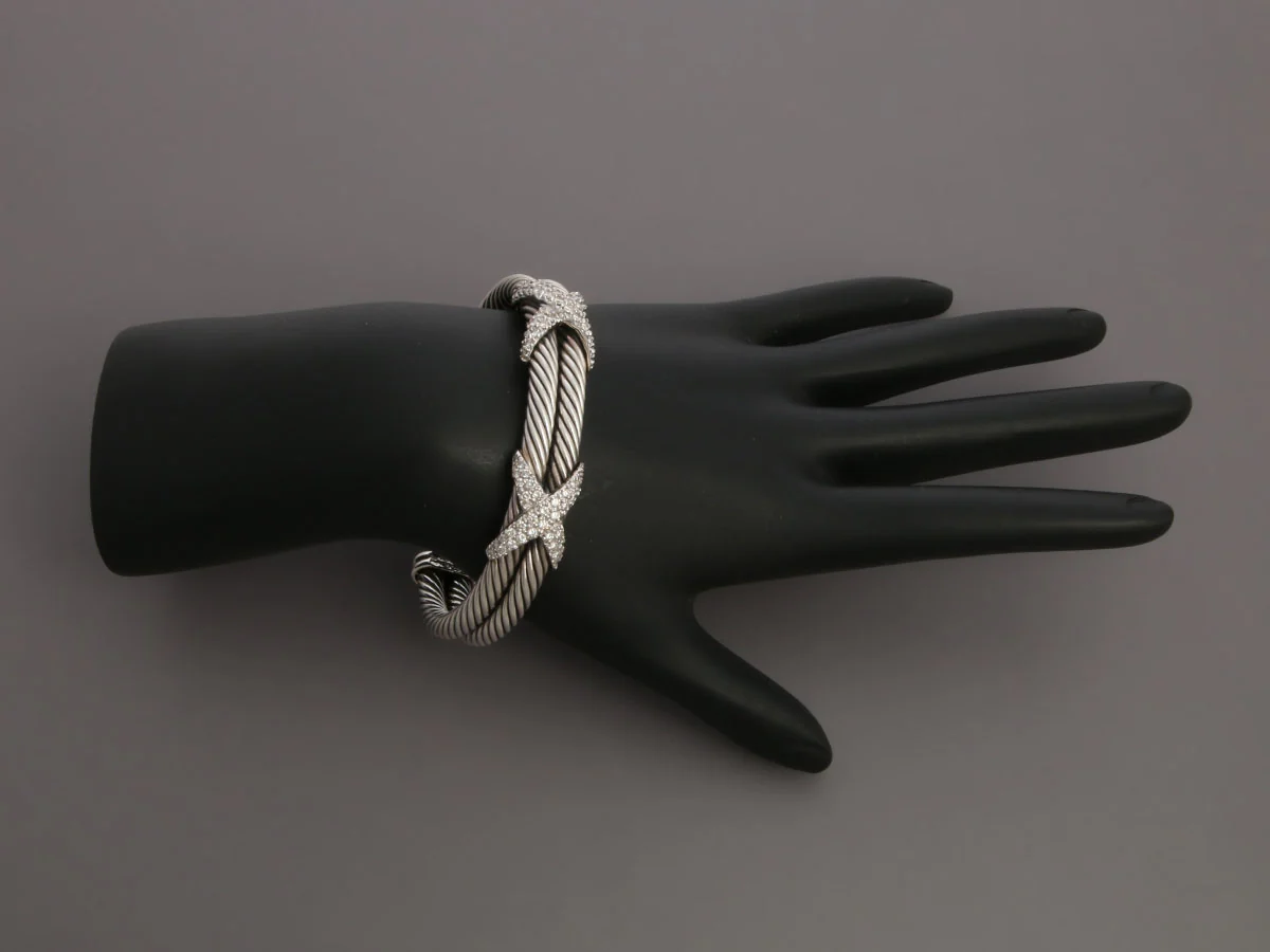 David Yurman Diamond X Double Cable Bracelet - Image 5
