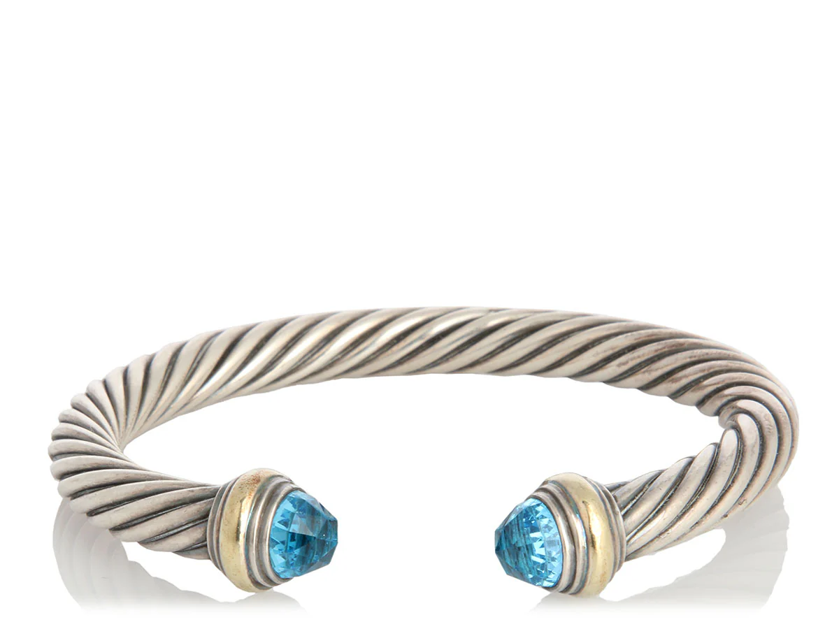 David Yurman Blue Topaz Cable Classic Bracelet