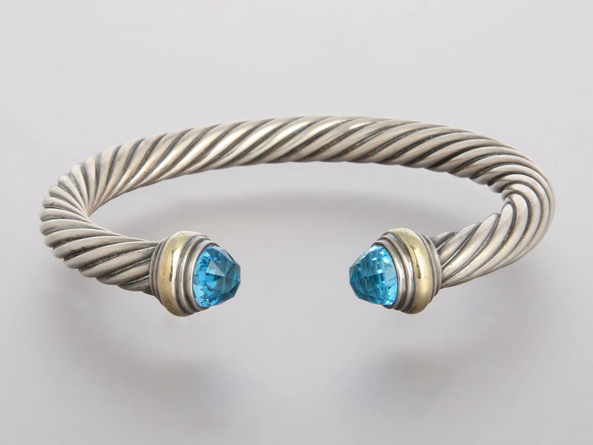 David Yurman Blue Topaz Cable Classic Bracelet - Image 2