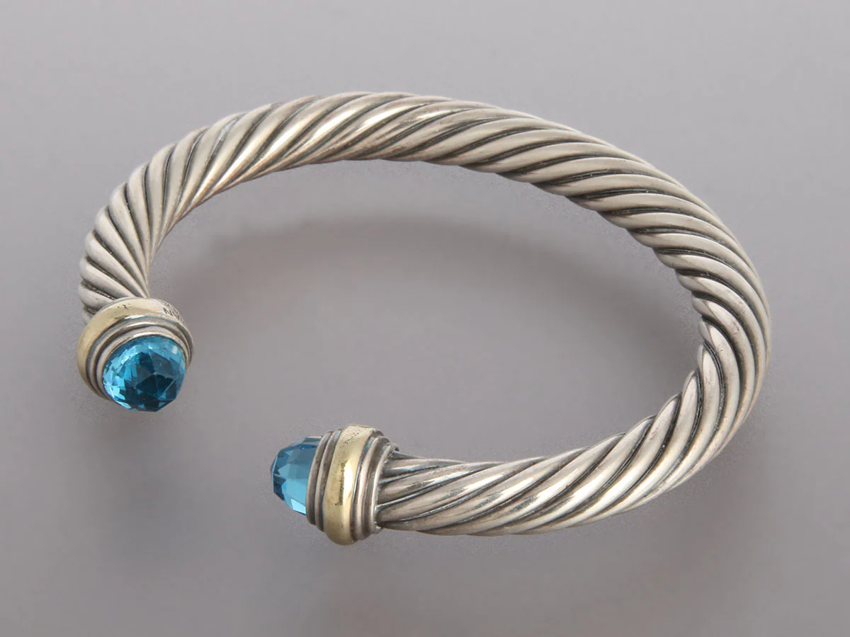 David Yurman Blue Topaz Cable Classic Bracelet - Image 3