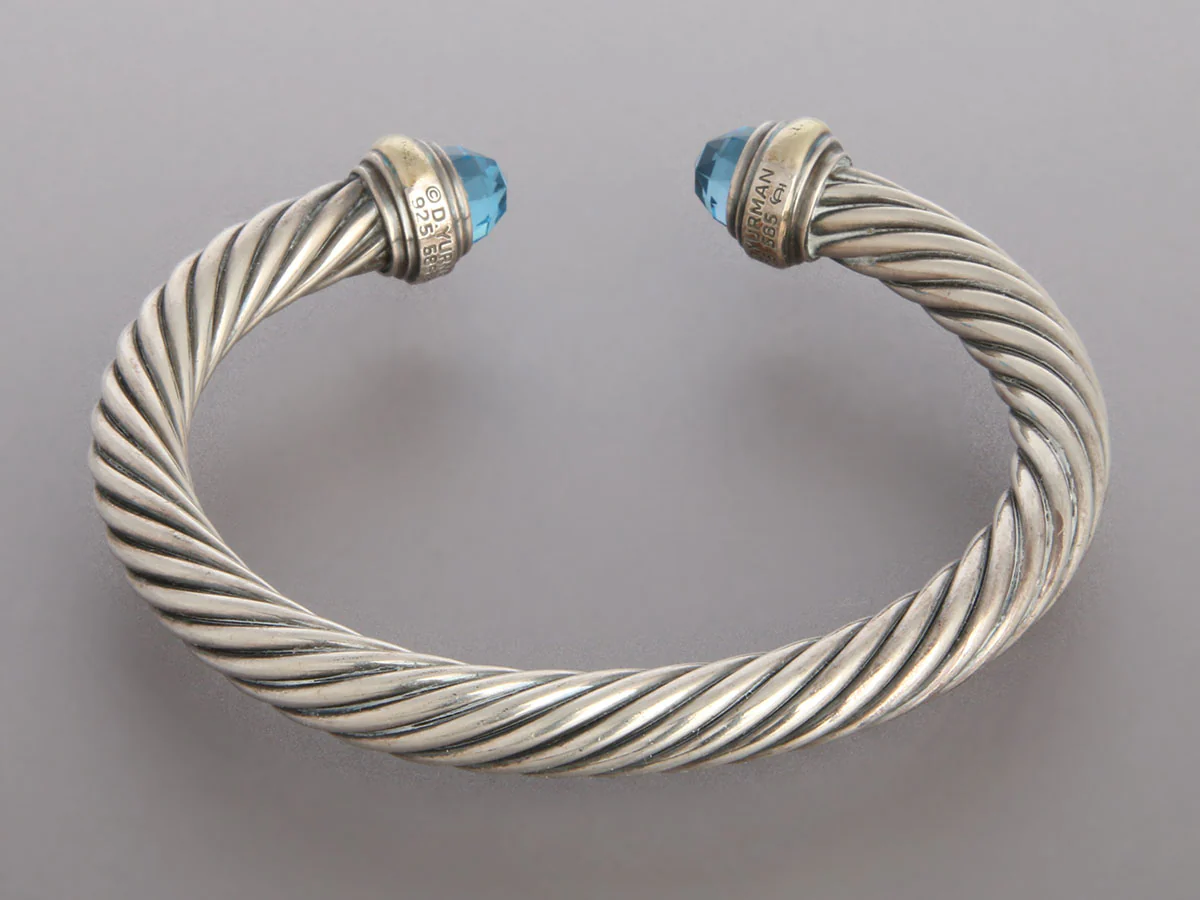 David Yurman Blue Topaz Cable Classic Bracelet - Image 4