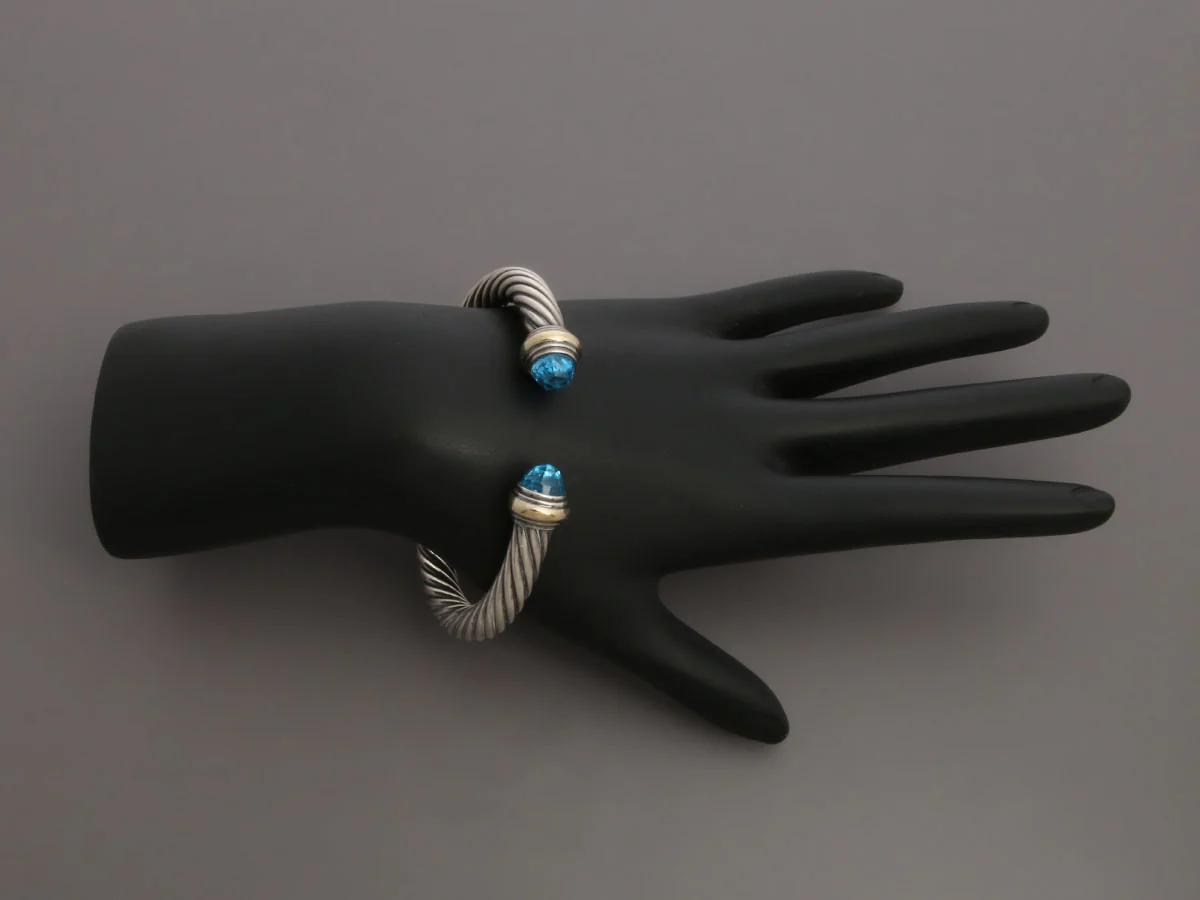 David Yurman Blue Topaz Cable Classic Bracelet - Image 5