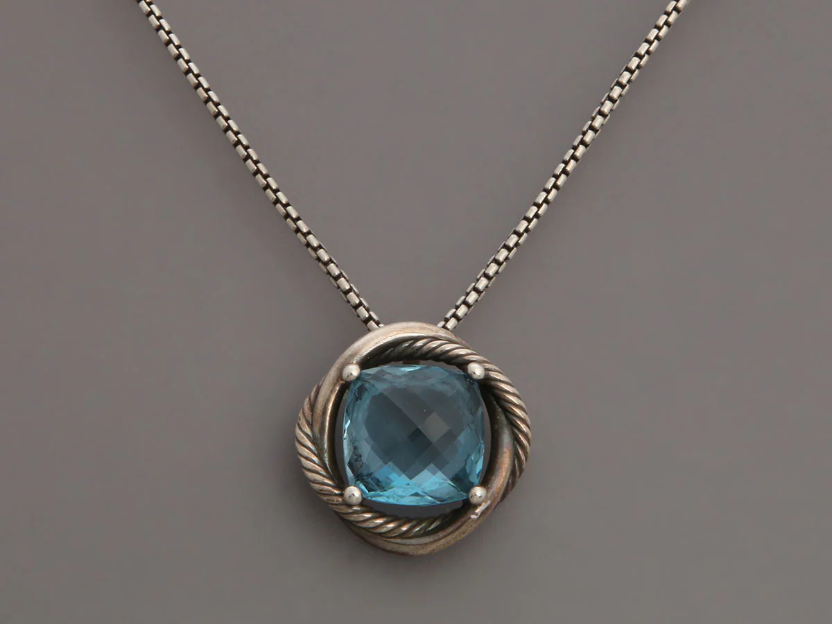 David Yurman Medium Blue Topaz Infinity Necklace - Image 3