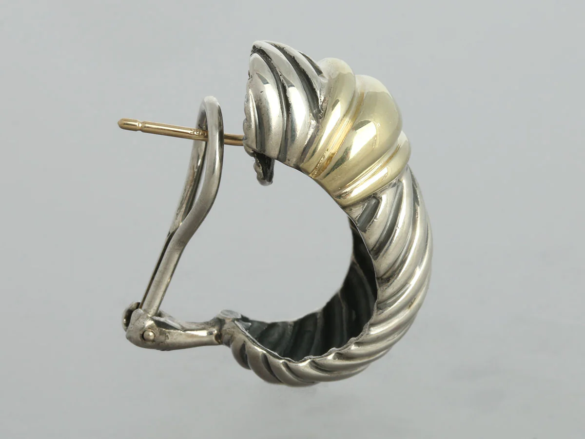 David Yurman Vintage Large Two-Tone Shrimp Earrings - Image 4