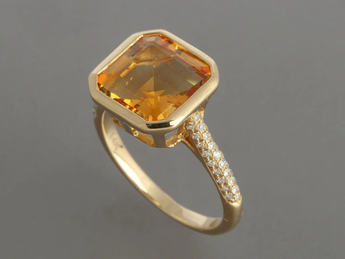 Effy 14K Yellow Gold Sunset Citrine and Diamond Ring - Image 3