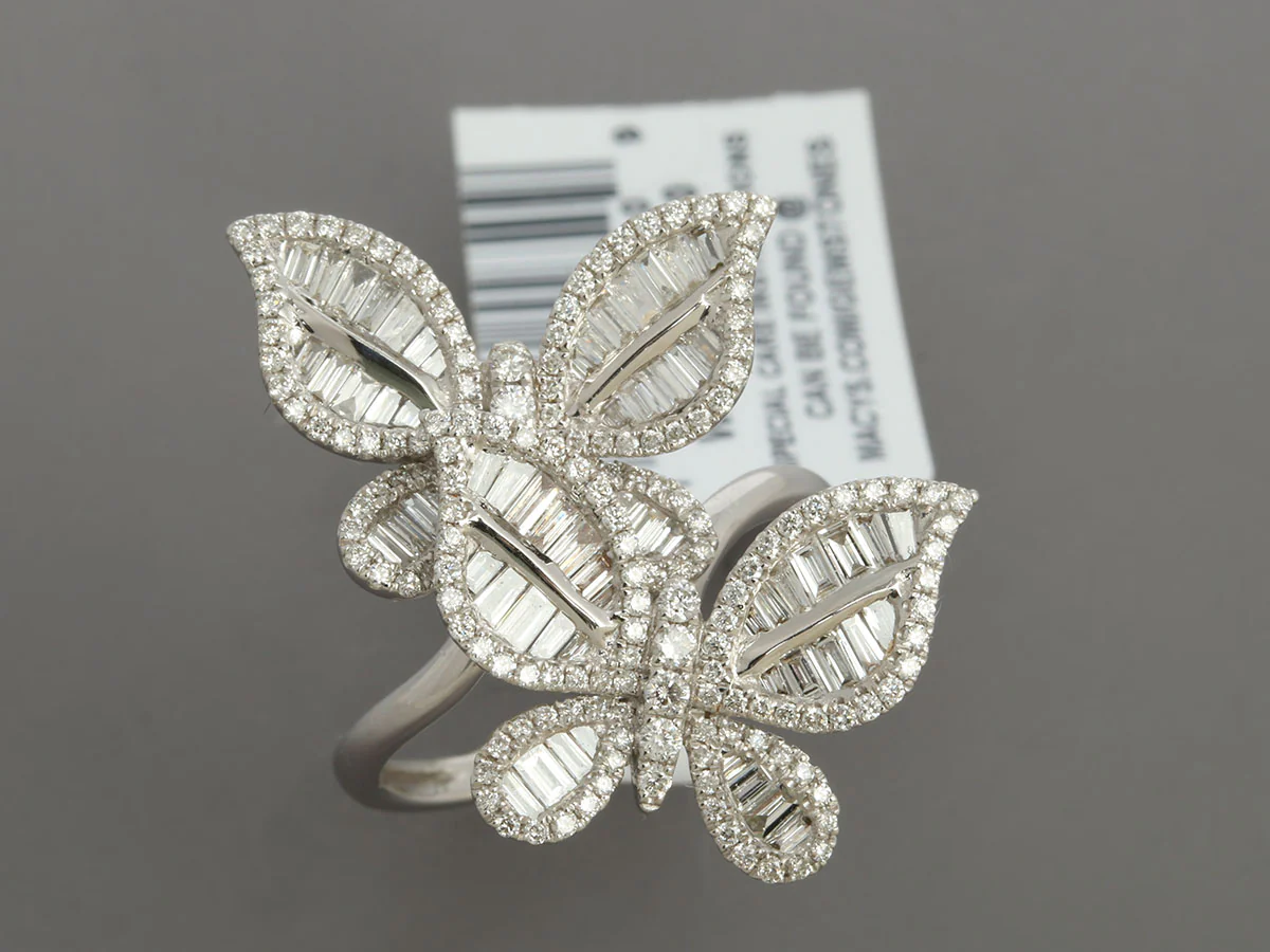 Effy 14K White Gold Diamond Butterfly Cocktail Ring - Image 2