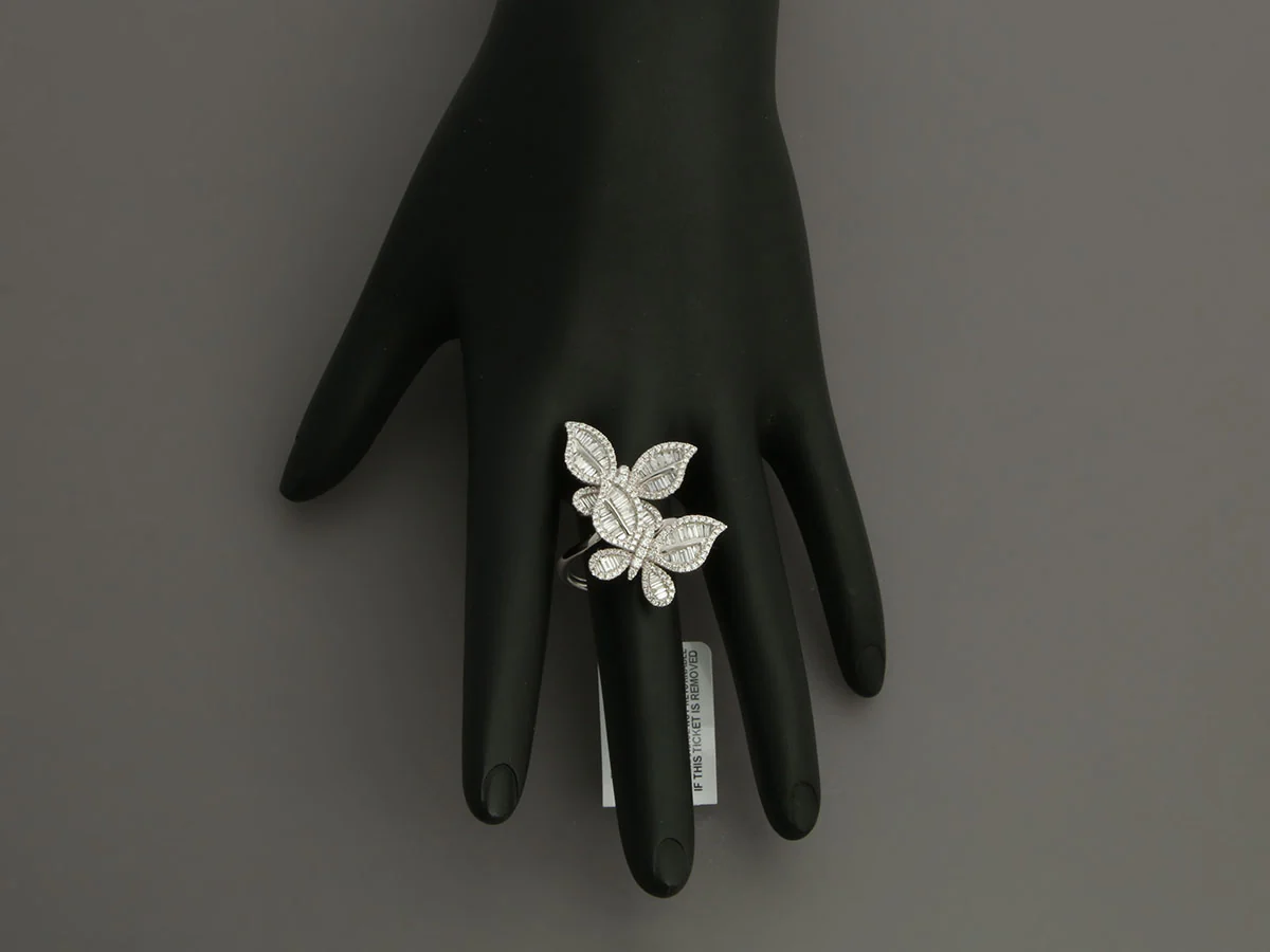 Effy 14K White Gold Diamond Butterfly Cocktail Ring - Image 6