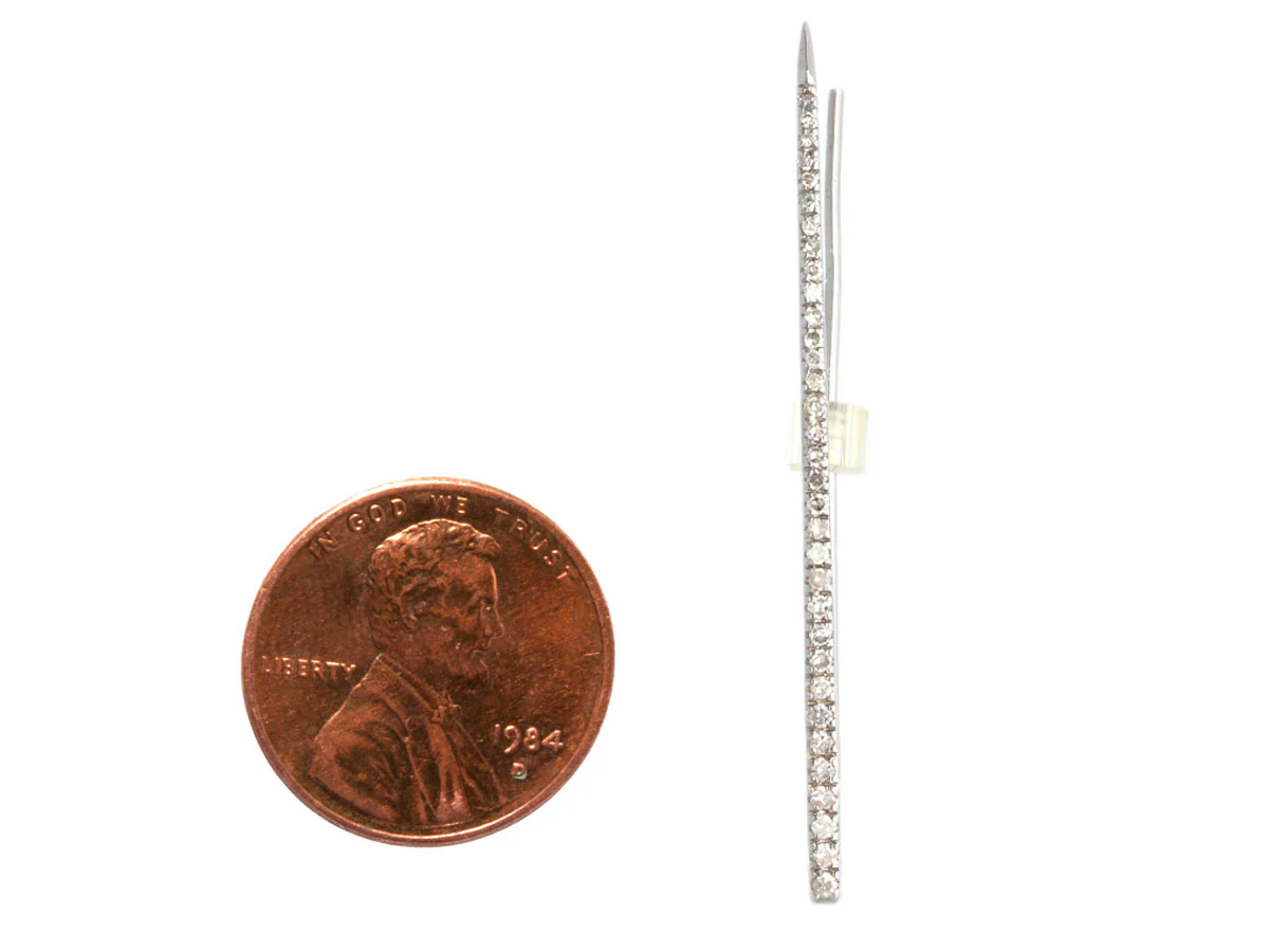Sheryl Lowe Sterling Silver Pavé Diamonds Spike Pierced Earrings - Image 5